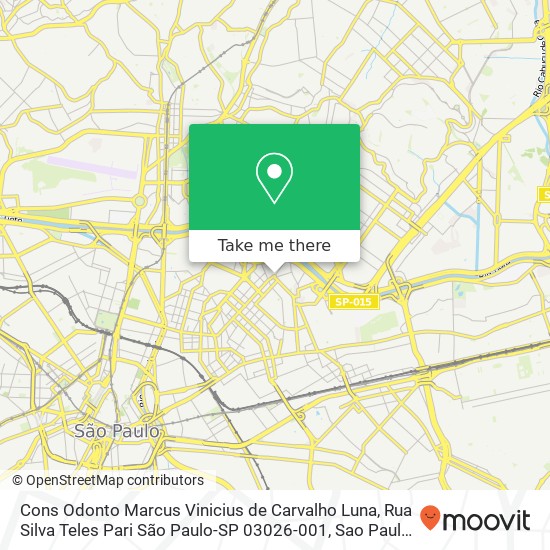 Cons Odonto Marcus Vinicius de Carvalho Luna, Rua Silva Teles Pari São Paulo-SP 03026-001 map