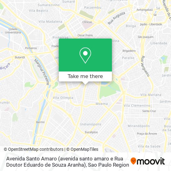 Mapa Avenida Santo Amaro (avenida santo amaro e Rua Doutor Eduardo de Souza Aranha)