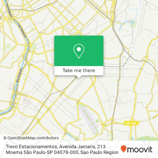 Mapa Trevo Estacionamentos, Avenida Jamaris, 213 Moema São Paulo-SP 04078-000