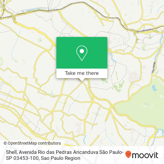 Mapa Shell, Avenida Rio das Pedras Aricanduva São Paulo-SP 03453-100