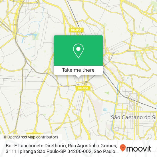 Mapa Bar E Lanchonete Direthorio, Rua Agostinho Gomes, 3111 Ipiranga São Paulo-SP 04206-002