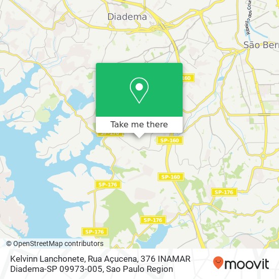 Mapa Kelvinn Lanchonete, Rua Açucena, 376 INAMAR Diadema-SP 09973-005