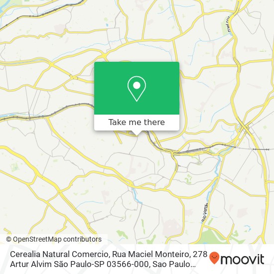 Mapa Cerealia Natural Comercio, Rua Maciel Monteiro, 278 Artur Alvim São Paulo-SP 03566-000