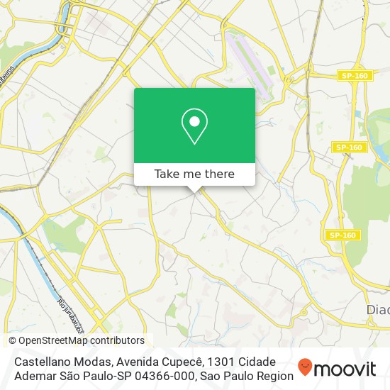 Mapa Castellano Modas, Avenida Cupecê, 1301 Cidade Ademar São Paulo-SP 04366-000