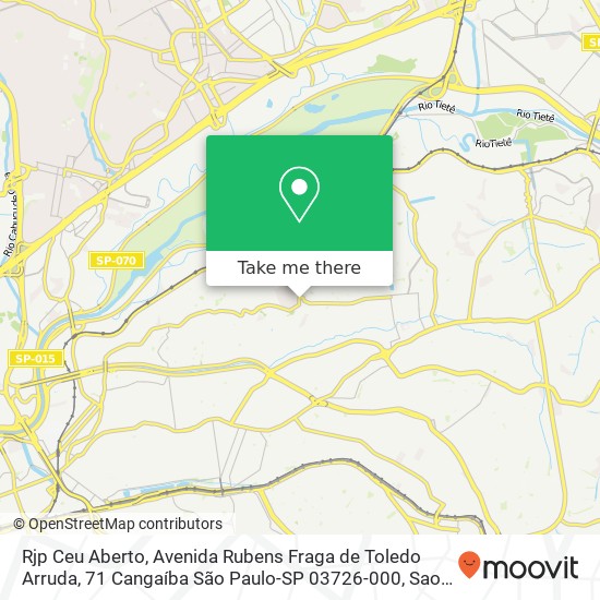 Mapa Rjp Ceu Aberto, Avenida Rubens Fraga de Toledo Arruda, 71 Cangaíba São Paulo-SP 03726-000