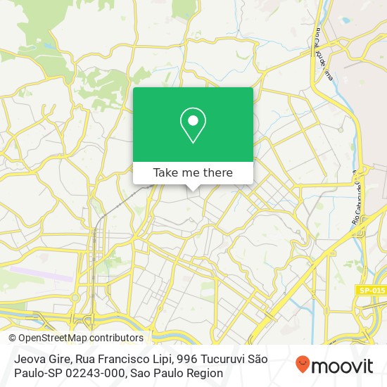 Mapa Jeova Gire, Rua Francisco Lipi, 996 Tucuruvi São Paulo-SP 02243-000