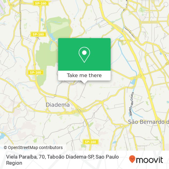 Mapa Viela Paraíba, 70, Taboão Diadema-SP