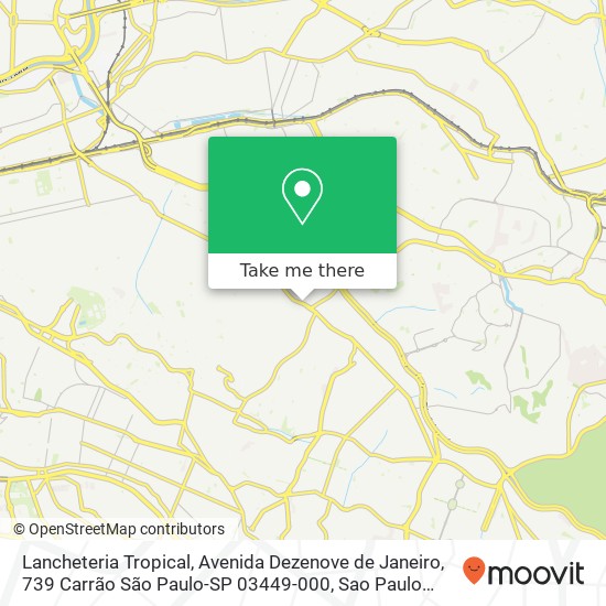 Lancheteria Tropical, Avenida Dezenove de Janeiro, 739 Carrão São Paulo-SP 03449-000 map