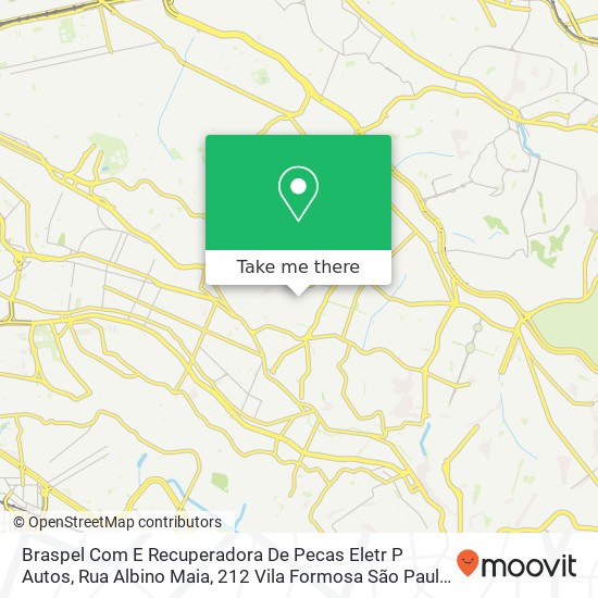 Mapa Braspel Com E Recuperadora De Pecas Eletr P Autos, Rua Albino Maia, 212 Vila Formosa São Paulo-SP 03386-200