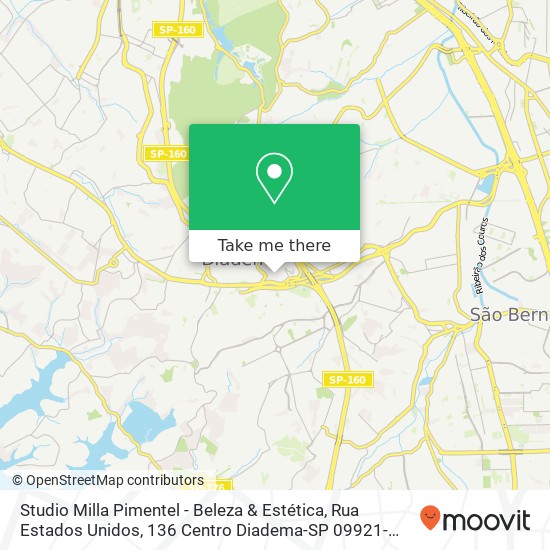 Mapa Studio Milla Pimentel - Beleza & Estética, Rua Estados Unidos, 136 Centro Diadema-SP 09921-030