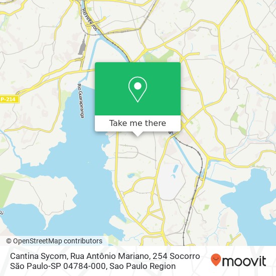 Mapa Cantina Sycom, Rua Antônio Mariano, 254 Socorro São Paulo-SP 04784-000