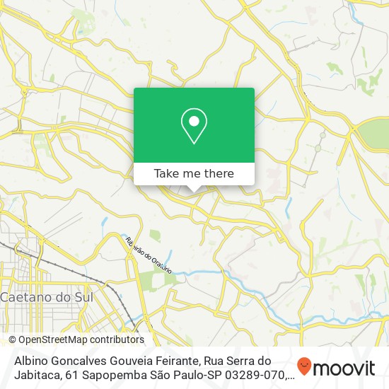Mapa Albino Goncalves Gouveia Feirante, Rua Serra do Jabitaca, 61 Sapopemba São Paulo-SP 03289-070