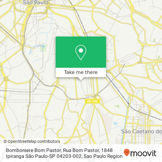 Mapa Bomboniere Bom Pastor, Rua Bom Pastor, 1848 Ipiranga São Paulo-SP 04203-002