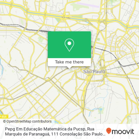 Pepg Em Educação Matemática da Pucsp, Rua Marquês de Paranaguá, 111 Consolação São Paulo-SP 01303-050 map