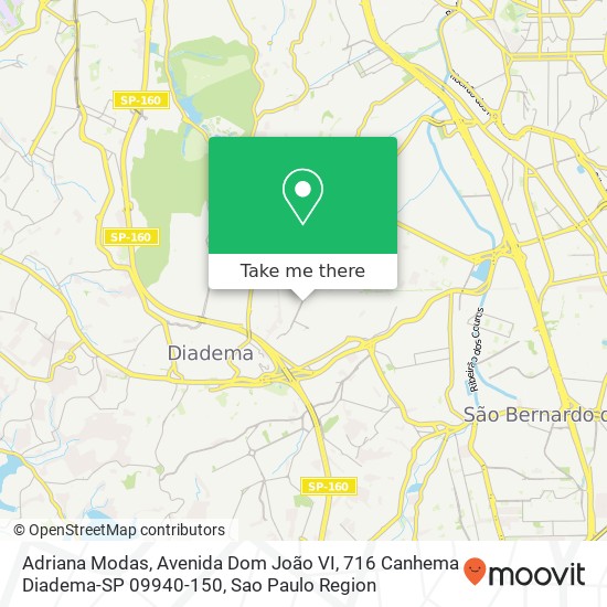Adriana Modas, Avenida Dom João VI, 716 Canhema Diadema-SP 09940-150 map