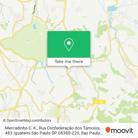 Mapa Mercadinho C. K., Rua Confederação dos Tamoios, 483 Iguatemi São Paulo-SP 08380-220