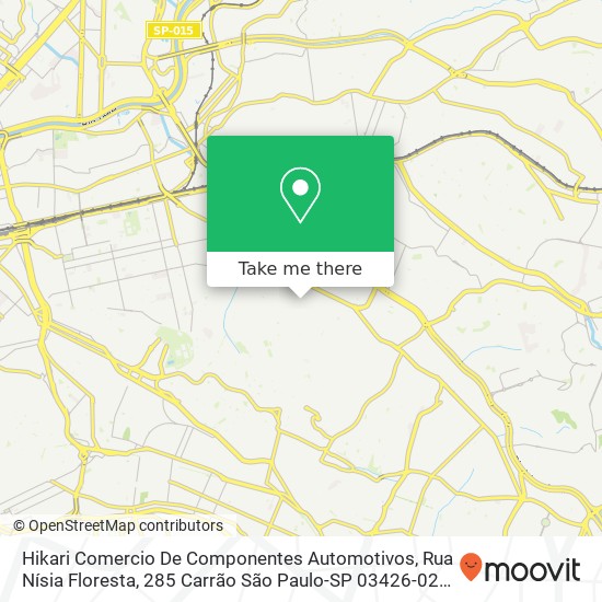 Mapa Hikari Comercio De Componentes Automotivos, Rua Nísia Floresta, 285 Carrão São Paulo-SP 03426-020