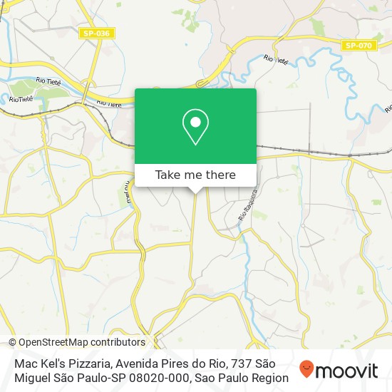 Mapa Mac Kel's Pizzaria, Avenida Pires do Rio, 737 São Miguel São Paulo-SP 08020-000