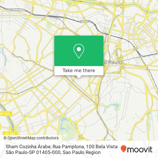 Mapa Sham Cozinha Árabe, Rua Pamplona, 100 Bela Vista São Paulo-SP 01405-000