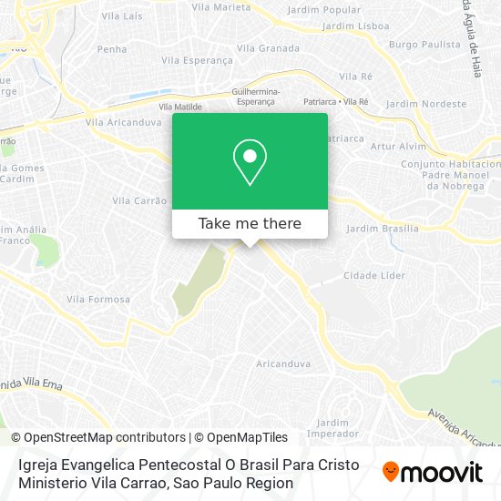 Igreja Evangelica Pentecostal O Brasil Para Cristo Ministerio Vila Carrao map