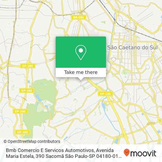 Mapa Bmb Comercio E Servicos Automotivos, Avenida Maria Estela, 390 Sacomã São Paulo-SP 04180-010