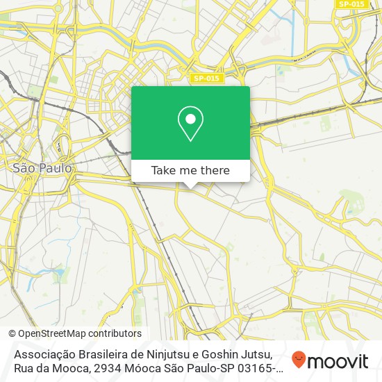 Mapa Associação Brasileira de Ninjutsu e Goshin Jutsu, Rua da Mooca, 2934 Móoca São Paulo-SP 03165-001