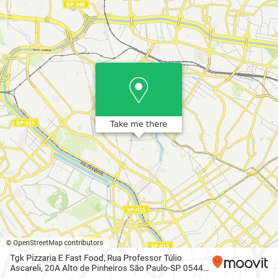 Tgk Pizzaria E Fast Food, Rua Professor Túlio Ascareli, 20A Alto de Pinheiros São Paulo-SP 05449-020 map