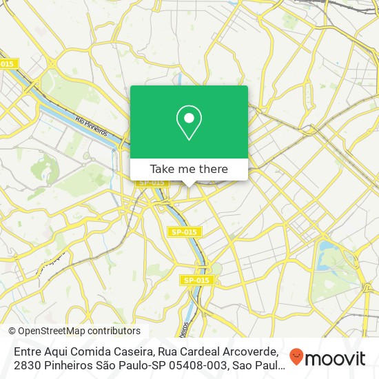 Mapa Entre Aqui Comida Caseira, Rua Cardeal Arcoverde, 2830 Pinheiros São Paulo-SP 05408-003