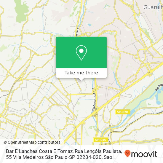 Mapa Bar E Lanches Costa E Tomaz, Rua Lençóis Paulista, 55 Vila Medeiros São Paulo-SP 02234-020