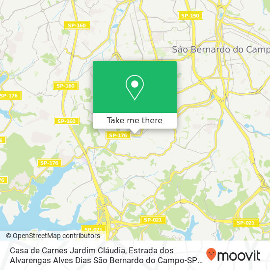 Mapa Casa de Carnes Jardim Cláudia, Estrada dos Alvarengas Alves Dias São Bernardo do Campo-SP 09850-550