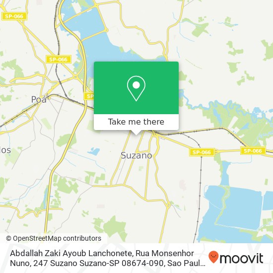 Mapa Abdallah Zaki Ayoub Lanchonete, Rua Monsenhor Nuno, 247 Suzano Suzano-SP 08674-090