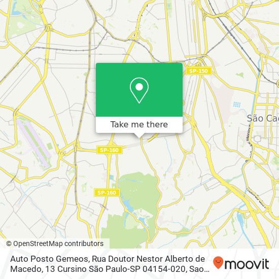 Mapa Auto Posto Gemeos, Rua Doutor Nestor Alberto de Macedo, 13 Cursino São Paulo-SP 04154-020