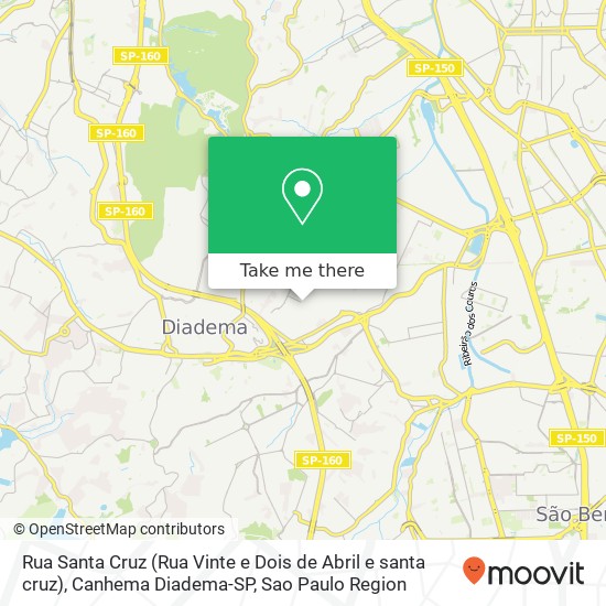 Rua Santa Cruz (Rua Vinte e Dois de Abril e santa cruz), Canhema Diadema-SP map