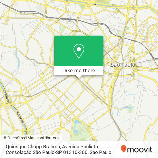 Mapa Quiosque Chopp Brahma, Avenida Paulista Consolação São Paulo-SP 01310-300