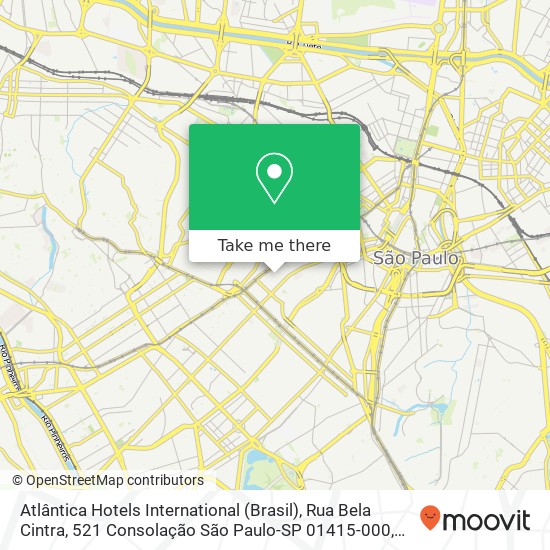 Mapa Atlântica Hotels International (Brasil), Rua Bela Cintra, 521 Consolação São Paulo-SP 01415-000