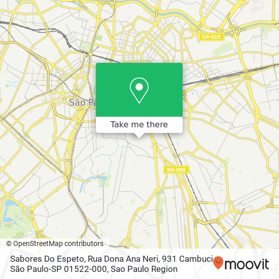Mapa Sabores Do Espeto, Rua Dona Ana Neri, 931 Cambuci São Paulo-SP 01522-000