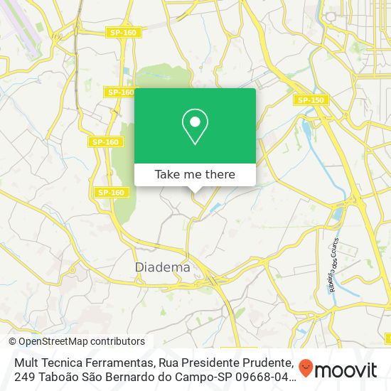 Mapa Mult Tecnica Ferramentas, Rua Presidente Prudente, 249 Taboão São Bernardo do Campo-SP 09668-040