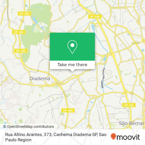 Mapa Rua Altino Arantes, 373, Canhema Diadema-SP