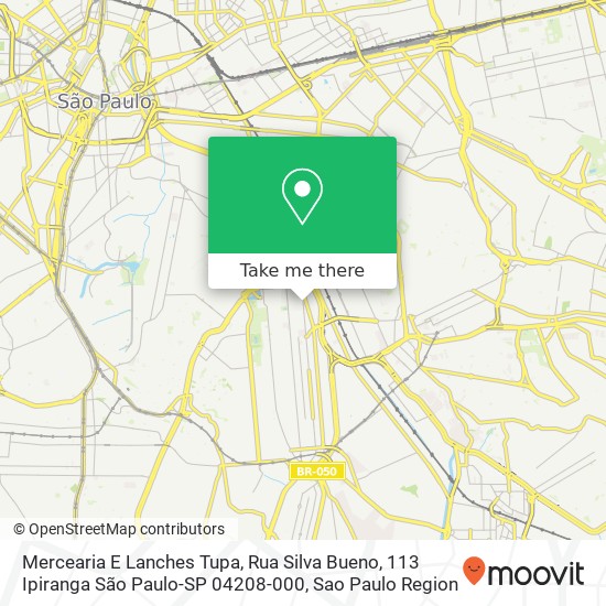 Mapa Mercearia E Lanches Tupa, Rua Silva Bueno, 113 Ipiranga São Paulo-SP 04208-000