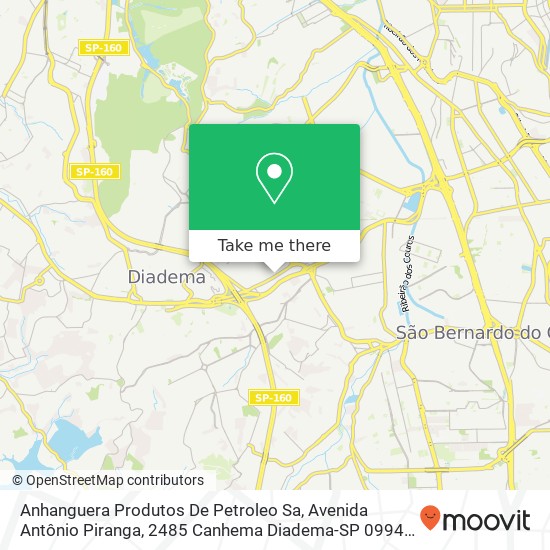 Mapa Anhanguera Produtos De Petroleo Sa, Avenida Antônio Piranga, 2485 Canhema Diadema-SP 09942-000