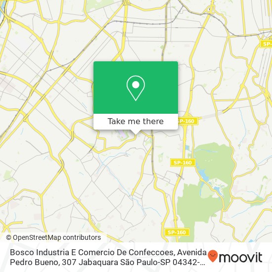 Mapa Bosco Industria E Comercio De Confeccoes, Avenida Pedro Bueno, 307 Jabaquara São Paulo-SP 04342-011