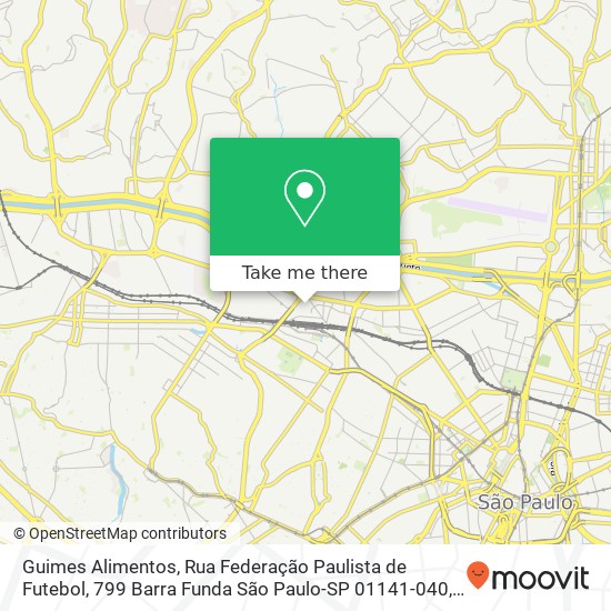 Mapa Guimes Alimentos, Rua Federação Paulista de Futebol, 799 Barra Funda São Paulo-SP 01141-040