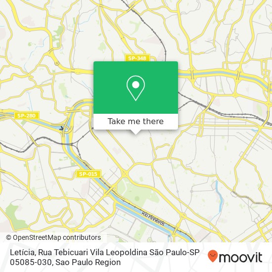 Mapa Letícia, Rua Tebicuari Vila Leopoldina São Paulo-SP 05085-030