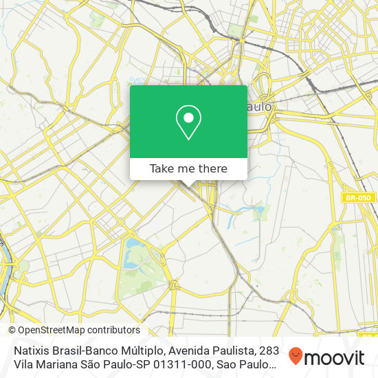 Mapa Natixis Brasil-Banco Múltiplo, Avenida Paulista, 283 Vila Mariana São Paulo-SP 01311-000