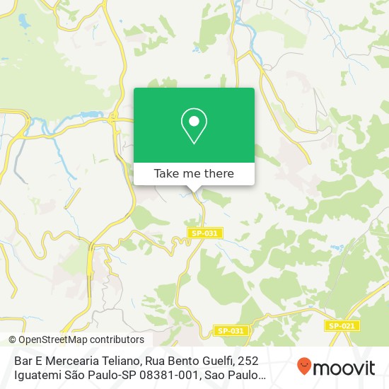 Mapa Bar E Mercearia Teliano, Rua Bento Guelfi, 252 Iguatemi São Paulo-SP 08381-001