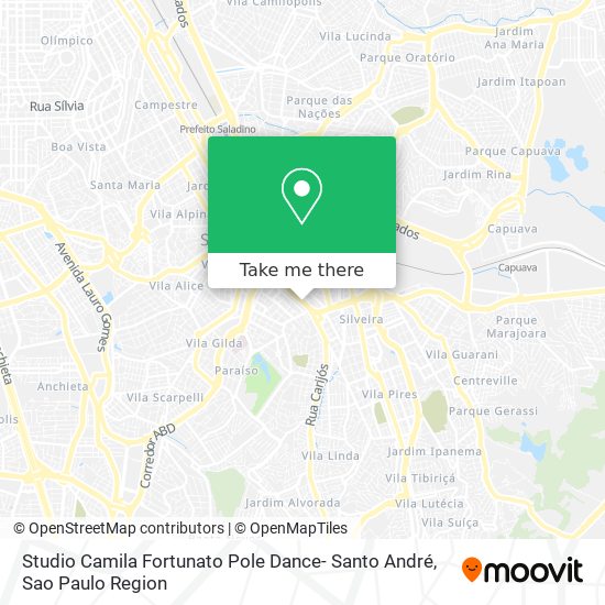 Mapa Studio Camila Fortunato Pole Dance- Santo André