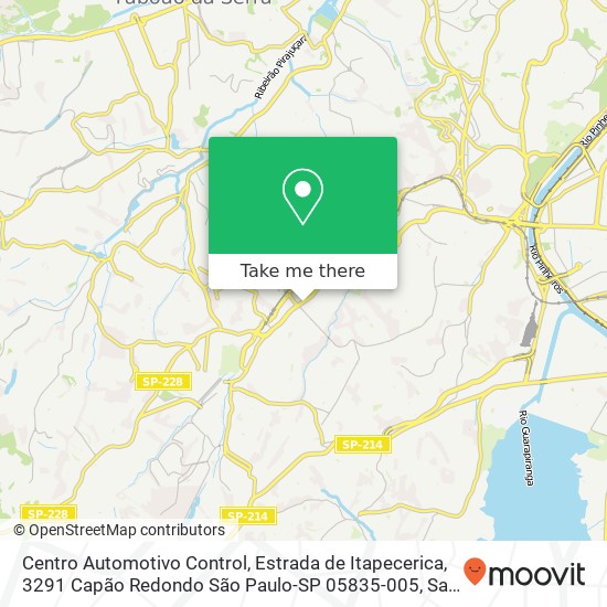 Mapa Centro Automotivo Control, Estrada de Itapecerica, 3291 Capão Redondo São Paulo-SP 05835-005