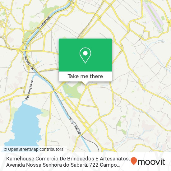 Mapa Kamehouse Comercio De Brinquedos E Artesanatos, Avenida Nossa Senhora do Sabará, 722 Campo Grande São Paulo-SP 04686-000