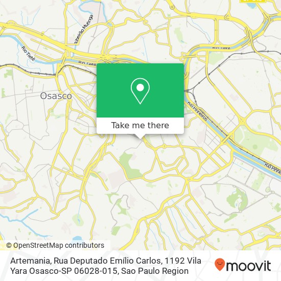 Mapa Artemania, Rua Deputado Emílio Carlos, 1192 Vila Yara Osasco-SP 06028-015