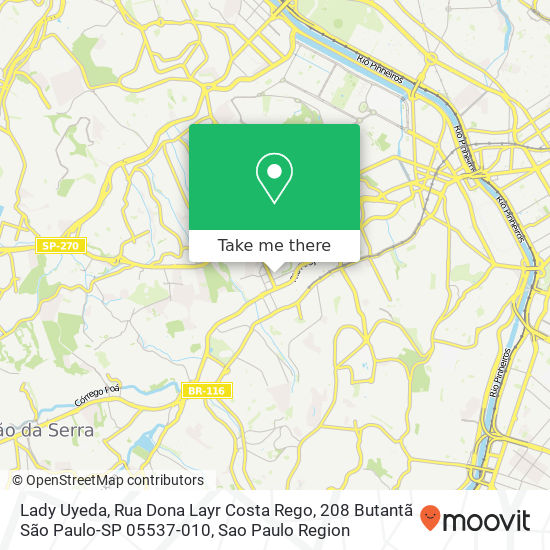 Mapa Lady Uyeda, Rua Dona Layr Costa Rego, 208 Butantã São Paulo-SP 05537-010